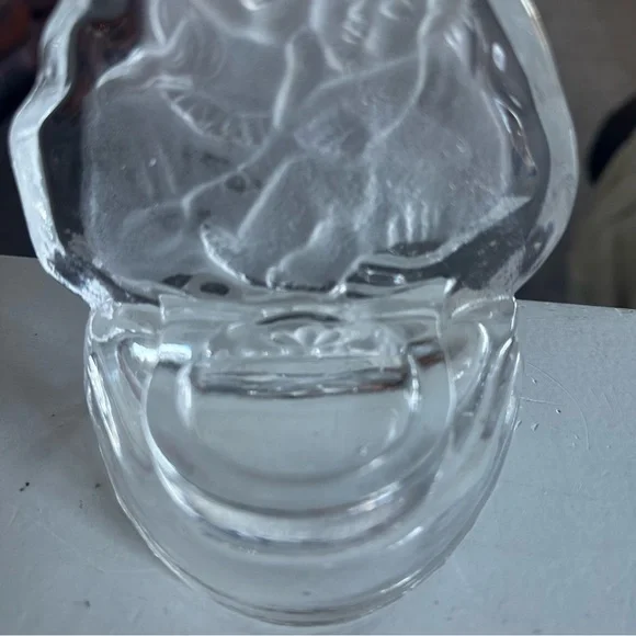Vintage Frosted Etched Heavy Glass Votive Candle Holder Mary & Jesus Christmas - Picture 6 of 6